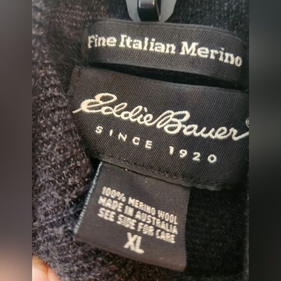 Eddie Bauer XL AnchorGray Fine Italian MerinoWool Lslv Turtleneck Women Sweater - Picture 2 of 5